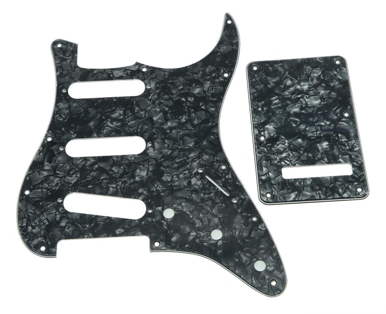 Kaish 11 Hole St/Strat Style Pickguard Sss Pick Guard With St Back Plate Tremolo Trem Cover For Usa/Mexico Stratocaster/Strat Bl